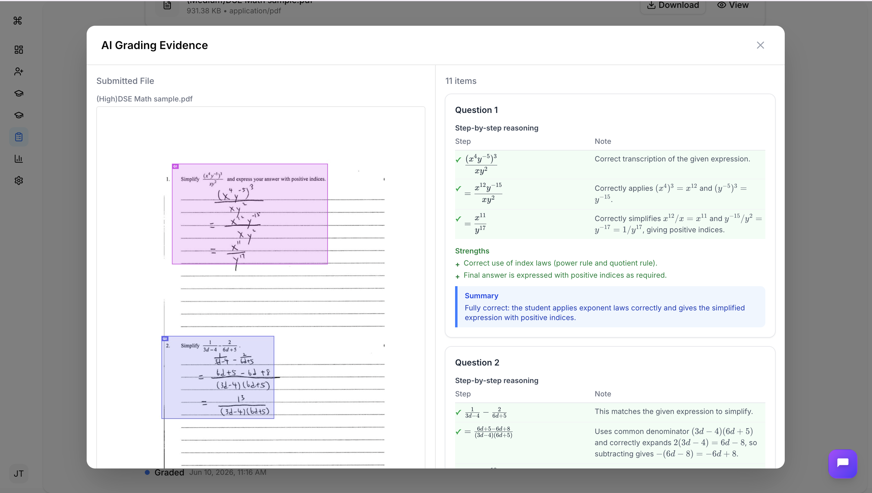 AI line-by-line grading